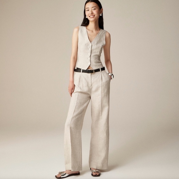 J Crew Wide-Leg Essential Pant in Linen - Picture 1 of 6